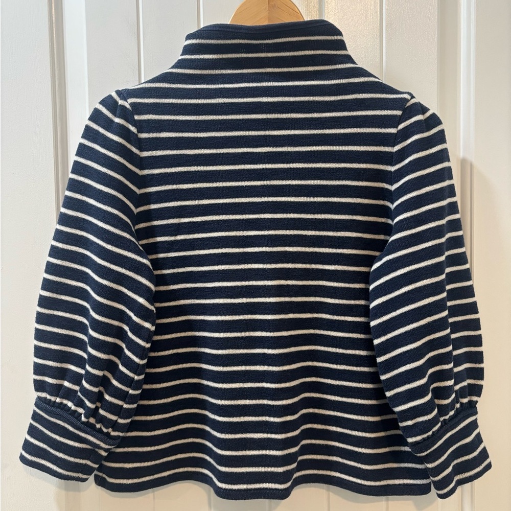 Madewell Mock Neck Knit Striped Sweater Lose Fit Puff Sleeves Size Small
